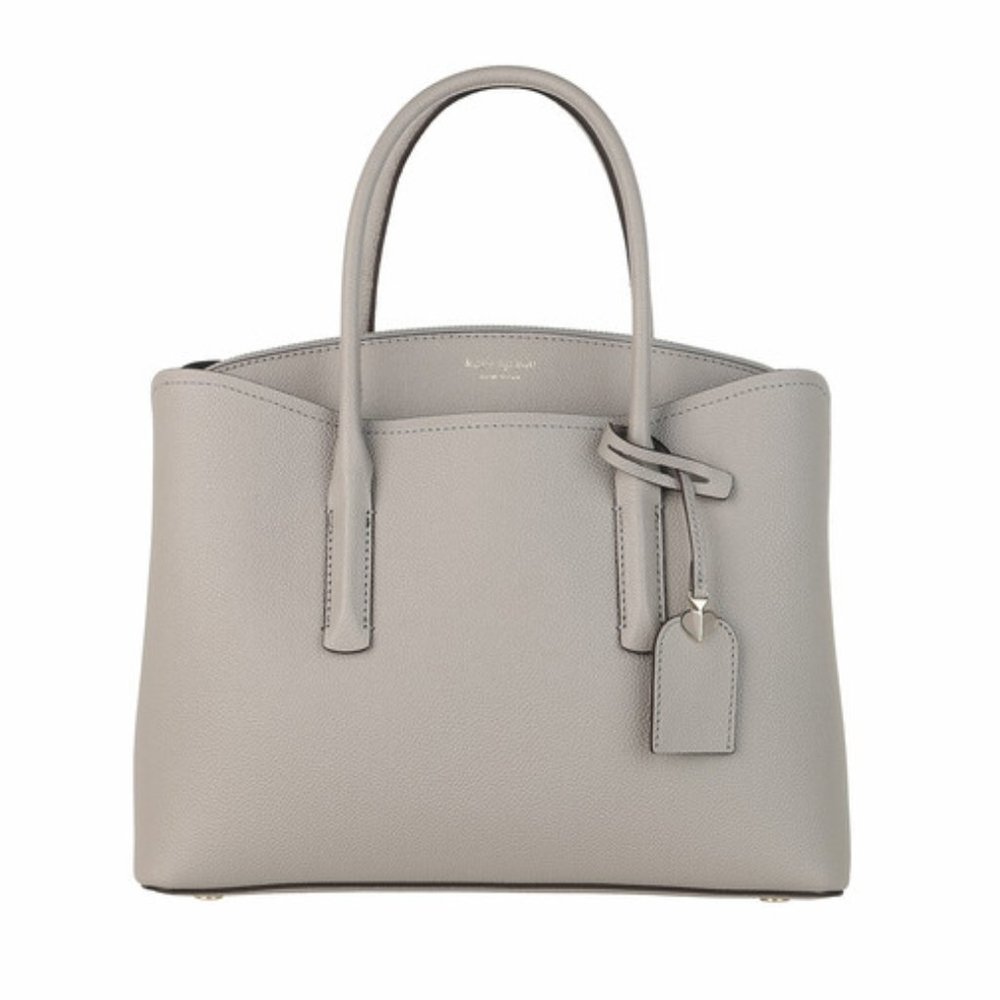 NWT Kate Spade Margaux Large Satchel Leather Shoulder Bag TAUPE Gray AUTHENTIC